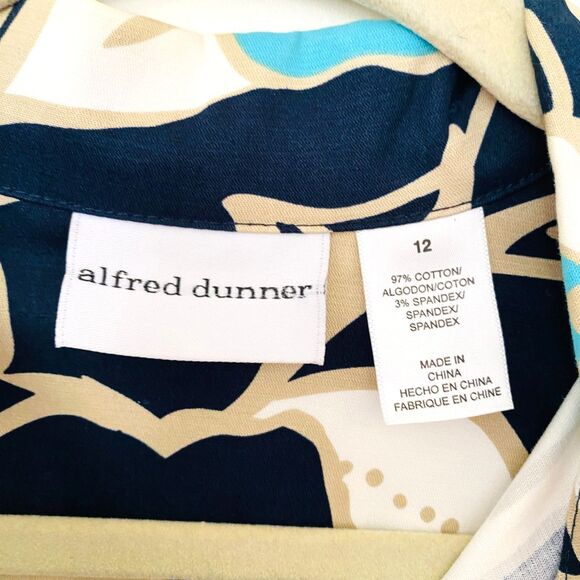 Alfred Dunner Floral Blazer Buttons Cotton Blend Stretch Jacket -Light Stain 12 - Picture 3 of 9